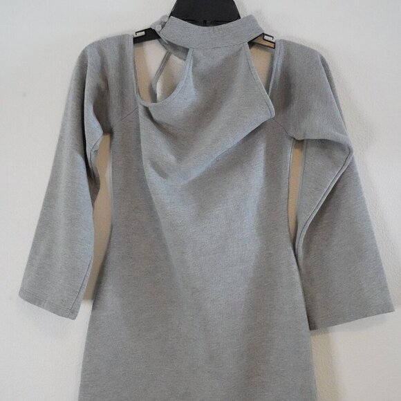 NWT, Michael Costello x Revolve, Halter Cold Shoulder Sweatshirt Dress, Gray - Picture 4 of 8